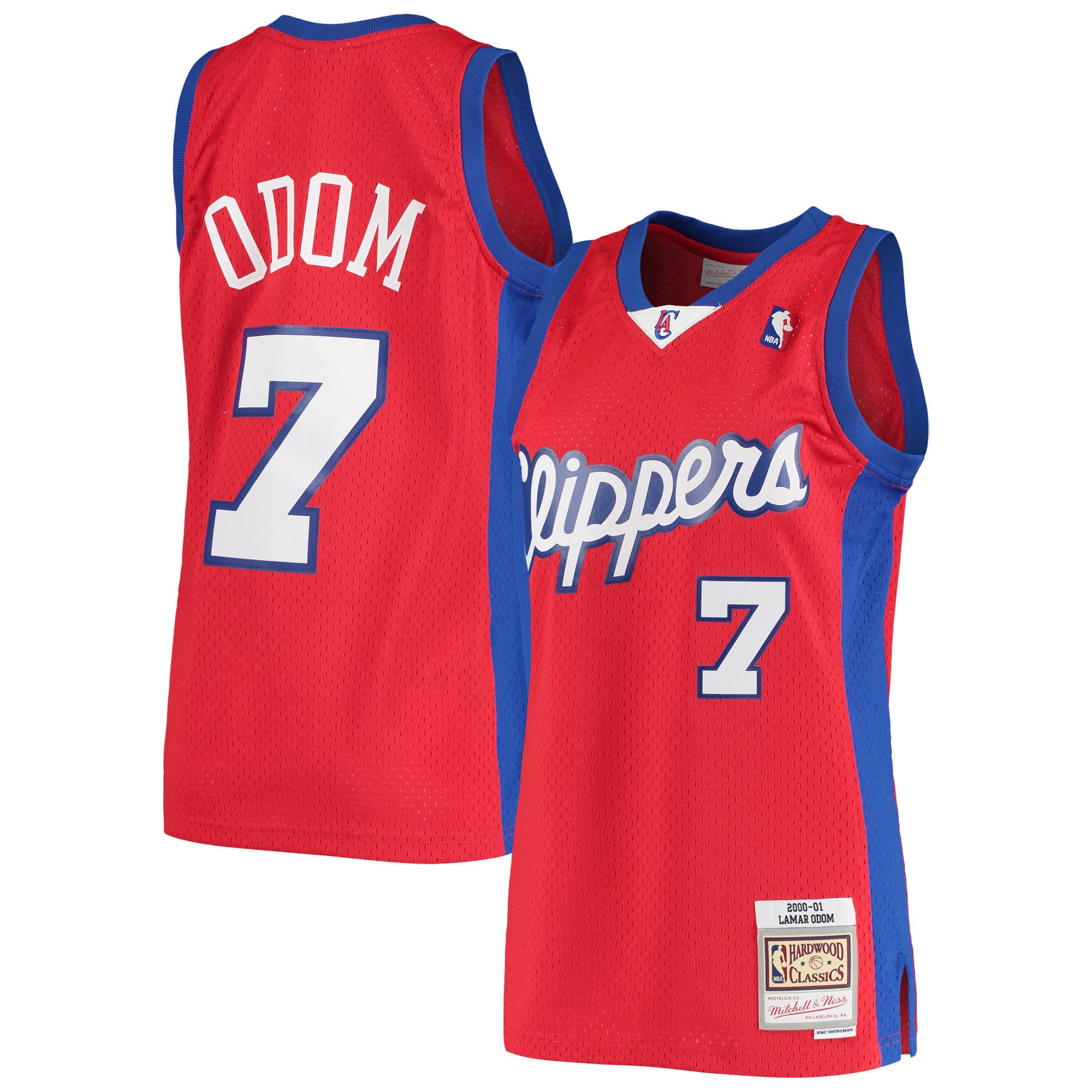 Men's Mitchell \u0026 Ness Lamar Odom Red LA Clippers 2000/01 Hardwood Classics Swingman Jersey
